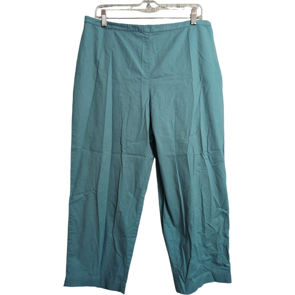 Eileen Fisher Blue Cotton Spandex Pant Professional Office Casual Cropped Size L